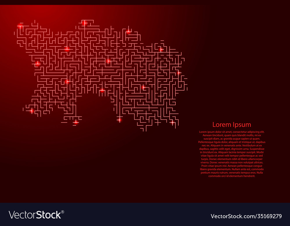 Jersey map from red pattern maze grid vector image Jersey map from red pattern maze grid