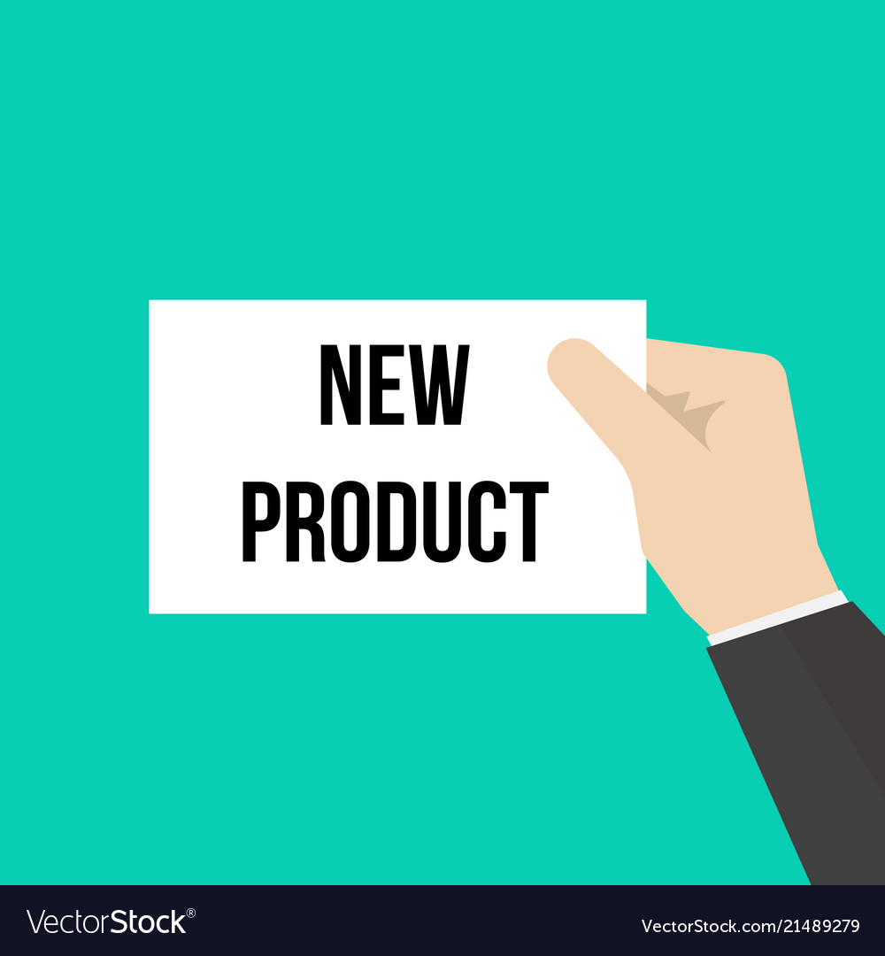 Man showing paper new product text