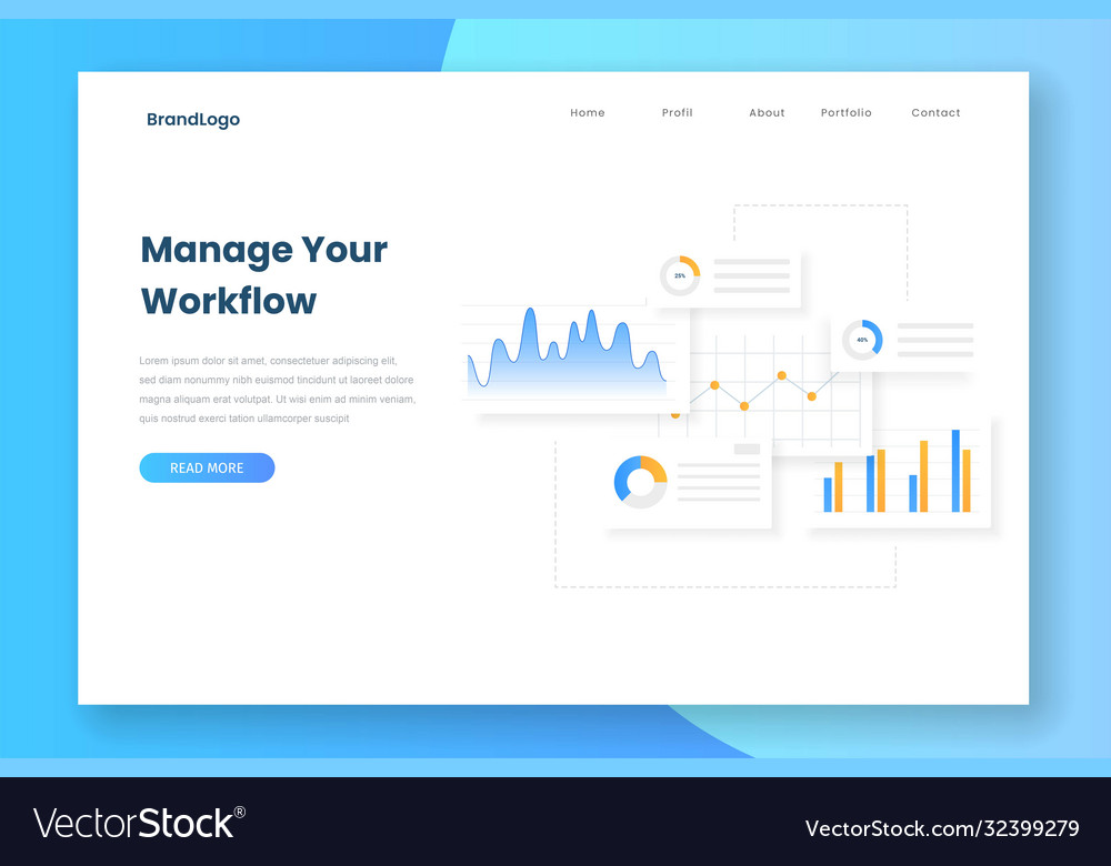 Minimalist design manage your workflow landing Vector Image Minimalist design manage your workflow landing