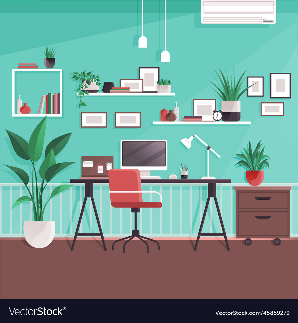 Modern home office interior remote workplace Vector Image