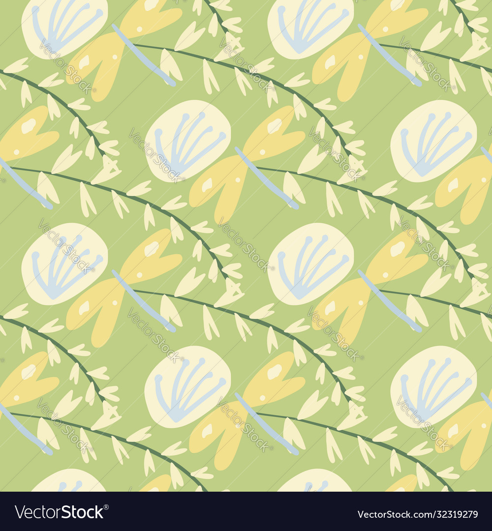 Random botanic seamless pattern with twigs vector image Random botanic seamless pattern with twigs