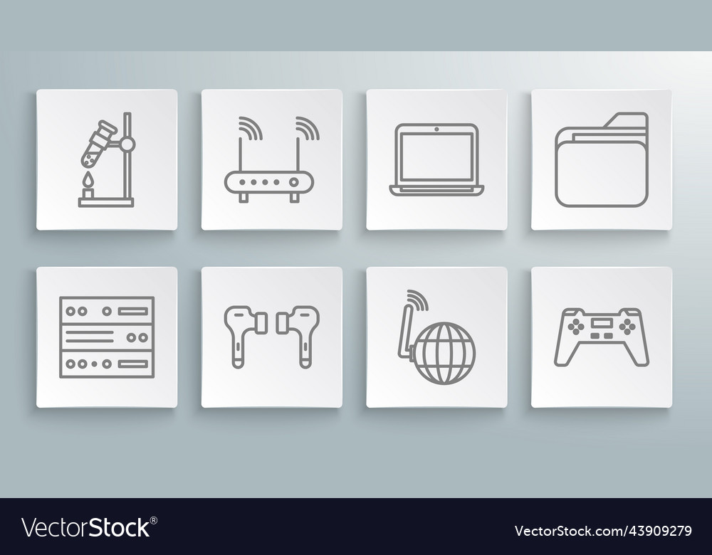 Set line server data web hosting router and wi vector image Set line server data web hosting router and wi