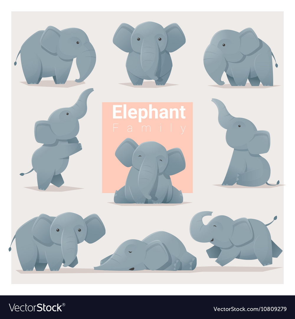 Set of elephant family Royalty Free Vector Image