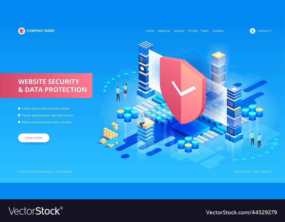 Website security and data protection isometric Vector Image Website security and data protection isometric