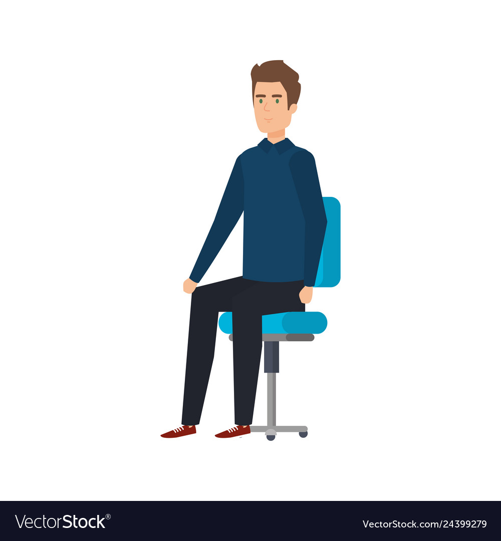 Young and casual man sitting in chair Royalty Free Vector