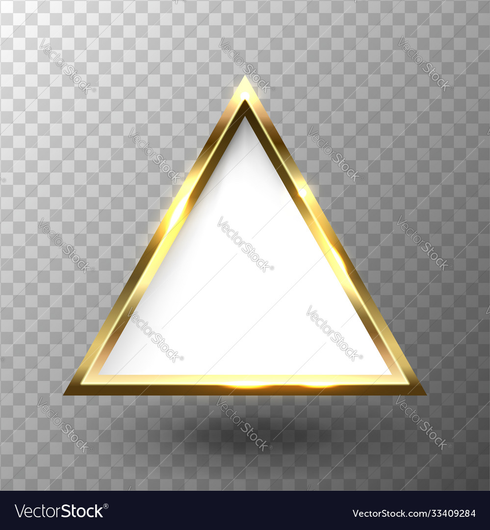 Abstract shiny golden triangle frame with white Vector Image