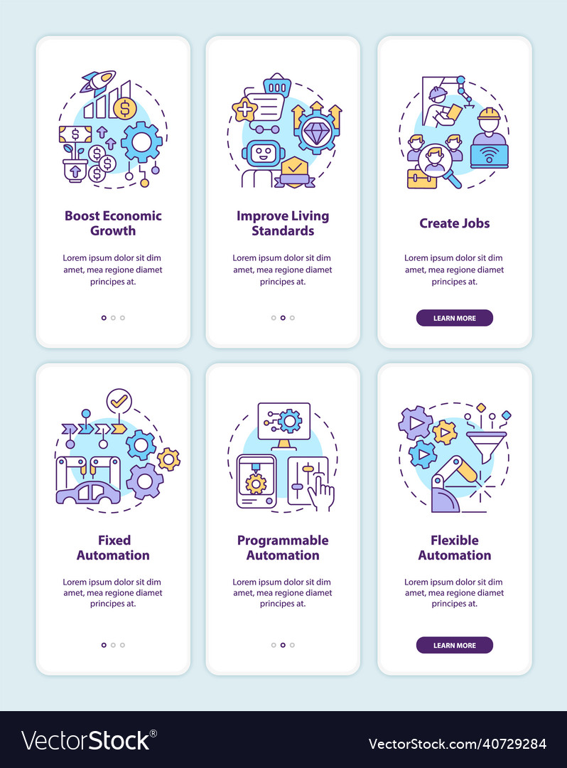 Automation systems onboarding mobile app screen vector image Automation systems onboarding mobile app screen