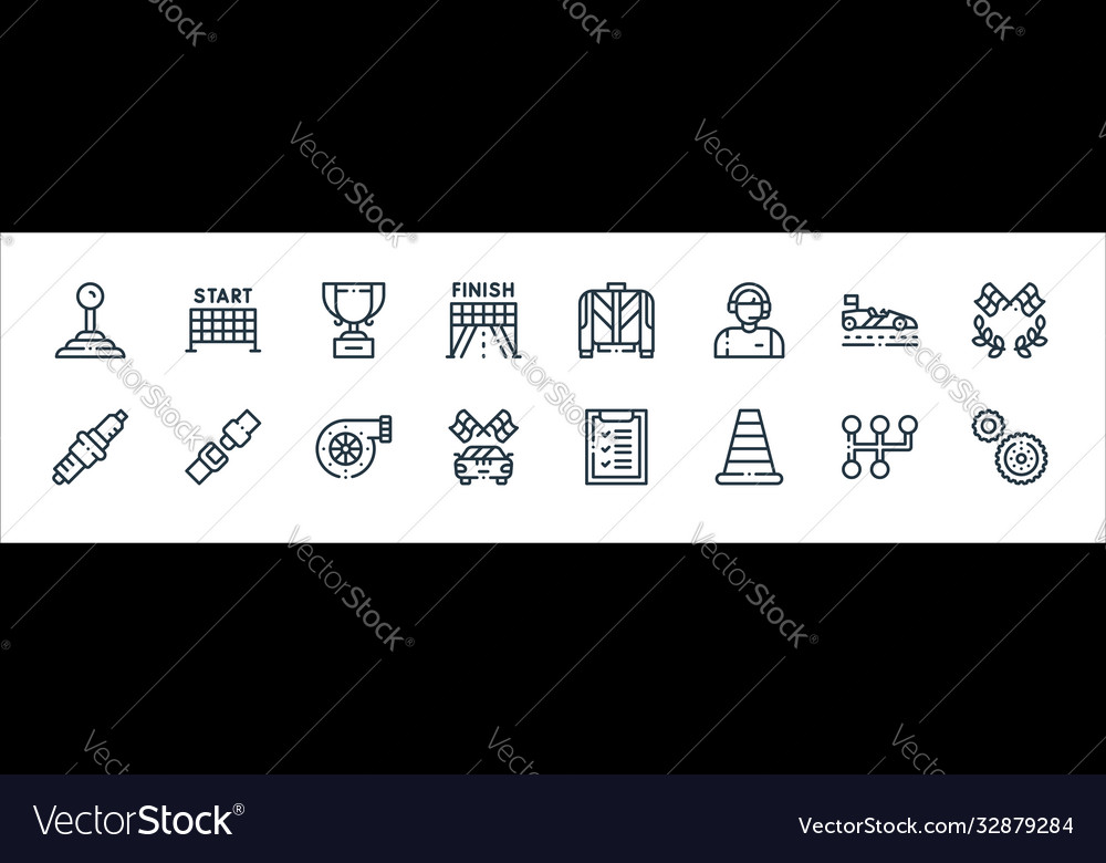 Autoracing line icons linear set quality vector image Autoracing line icons linear set quality
