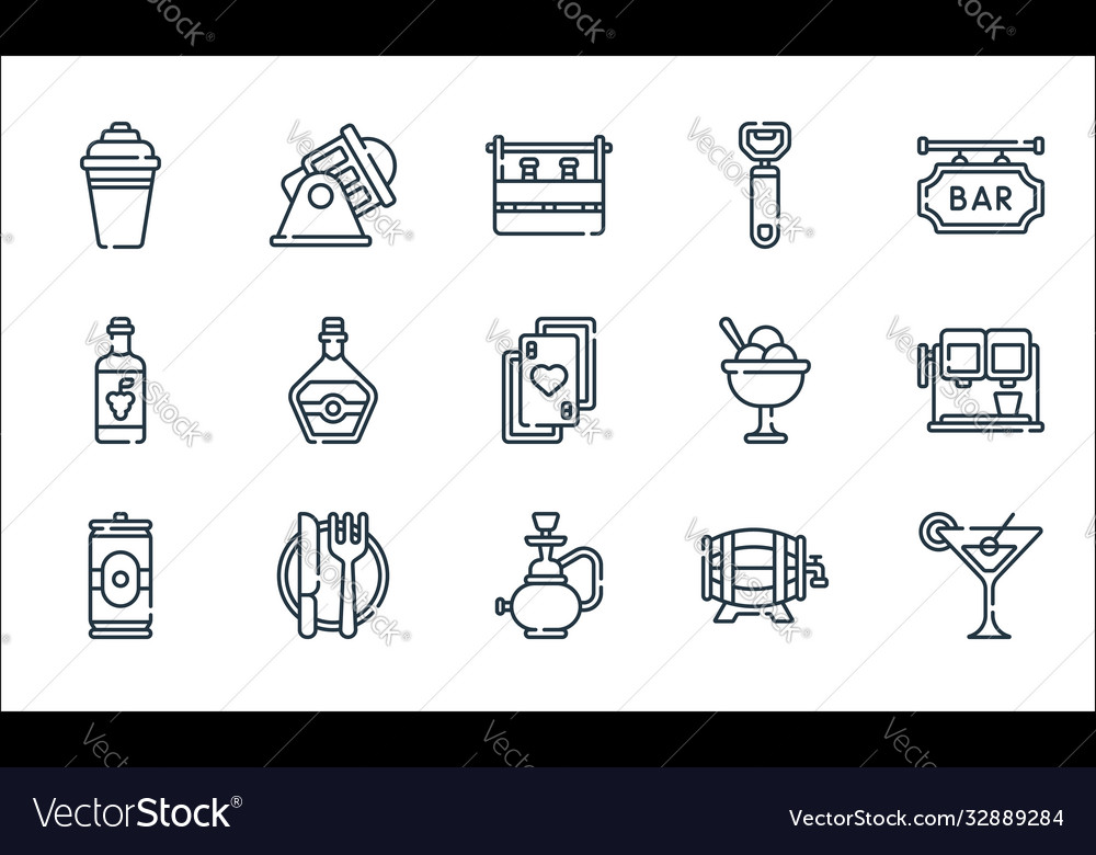 Bar line icons linear set quality