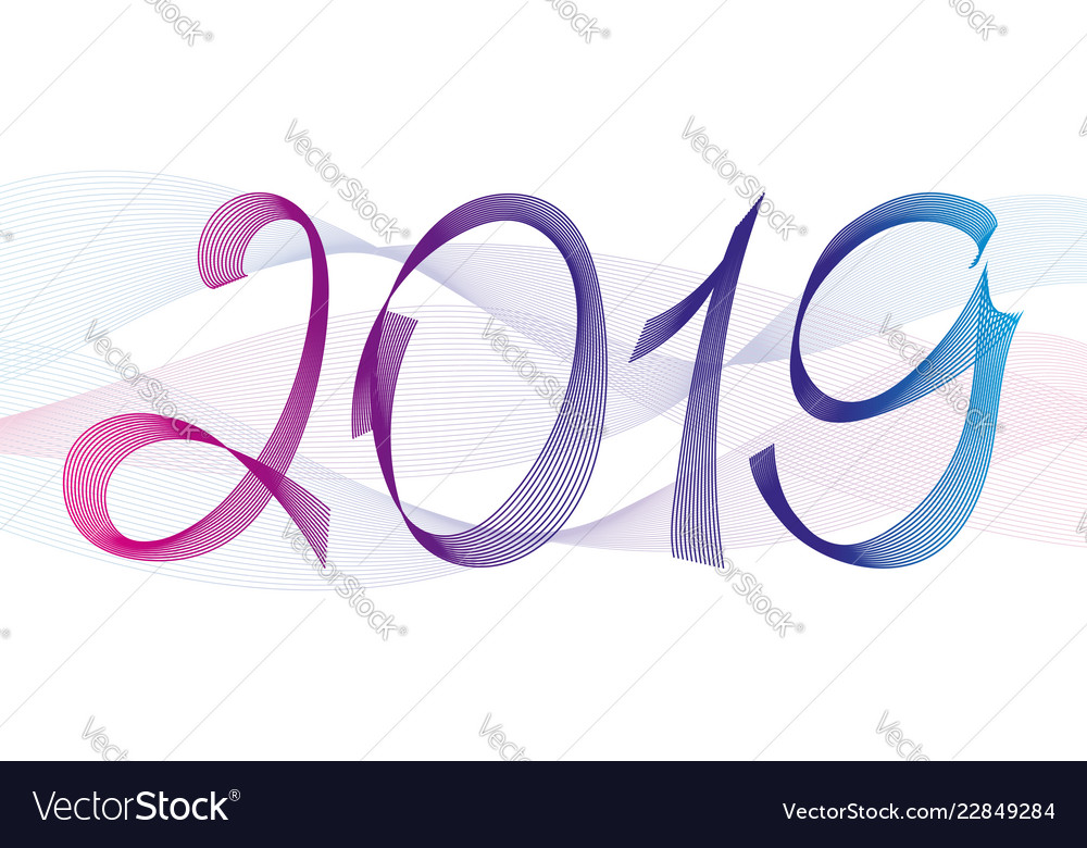 Blend line written 2019 phrase vector image Blend line written 2019 phrase