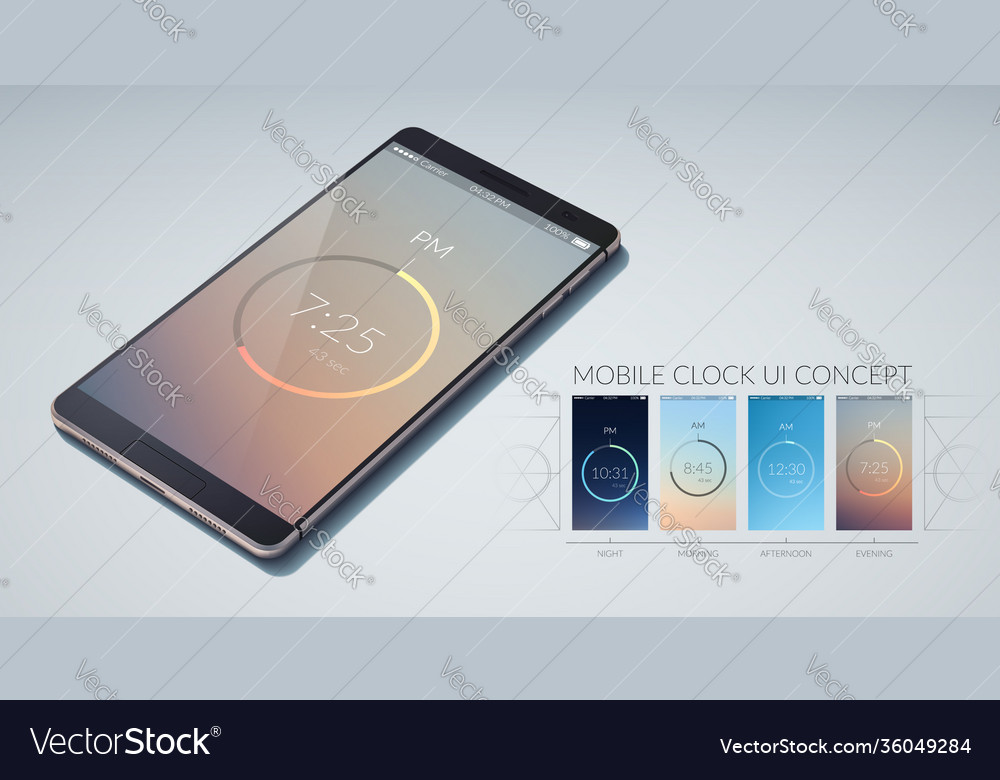 Clock ui design concept Vector Image Clock ui design concept