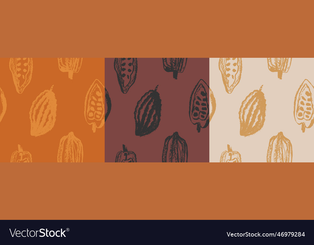 Cocoa fruits pattern background for chocolate vector image Cocoa fruits pattern background for chocolate