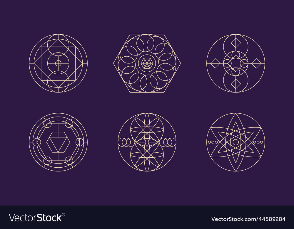 Flat design sacred geometry element set vector image Flat design sacred geometry element set