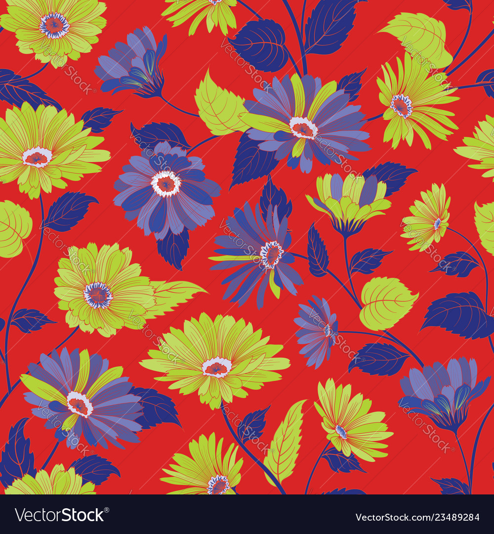 Floral pattern garden flower seamless background vector image Floral pattern garden flower seamless background