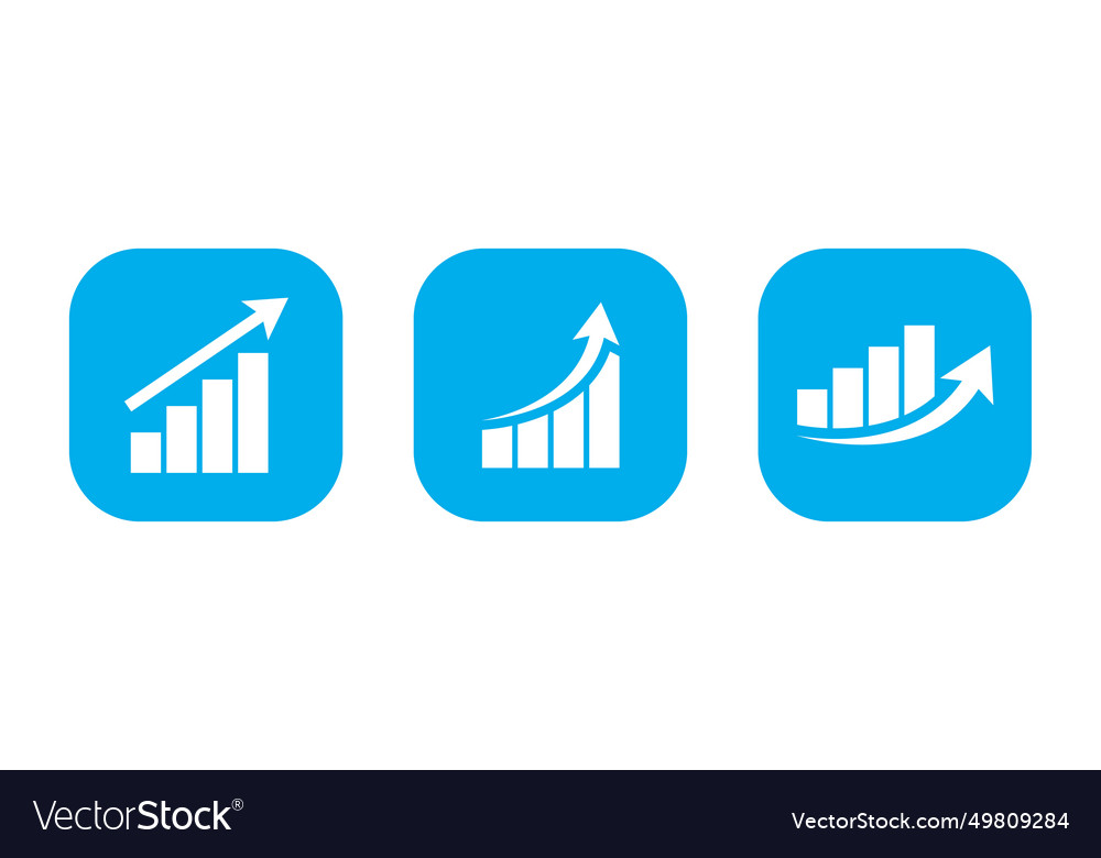 Growing bar graph icon on square background vector image Growing bar graph icon on square background