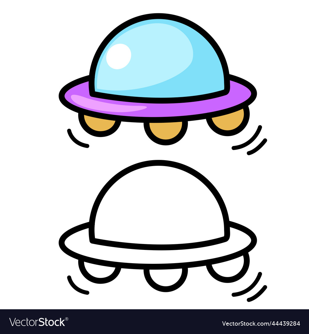 Isolated colorful and black and white ufo Vector Image
