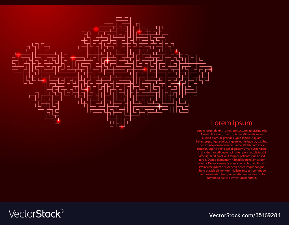 Kazakhstan map from red pattern maze grid Vector Image Kazakhstan map from red pattern maze grid