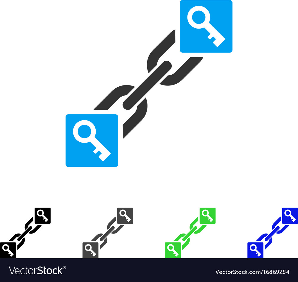 Key blockchain flat icon