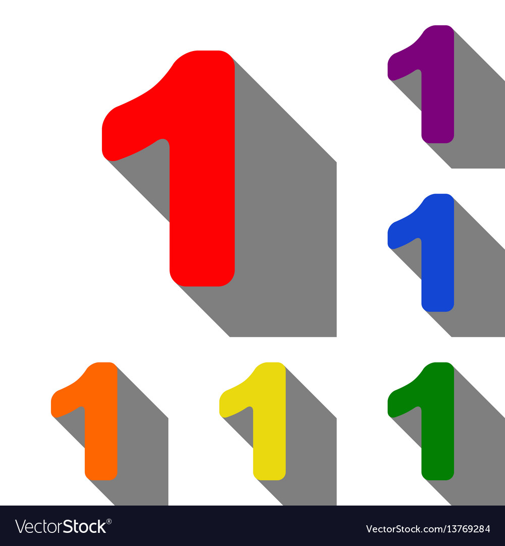 Number 1 sign design template element set of red