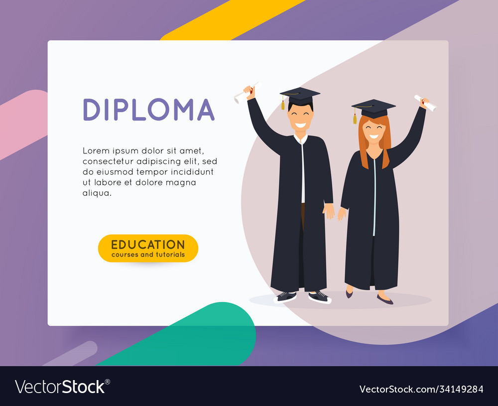 Online education concept man and woman graduates Vector Image