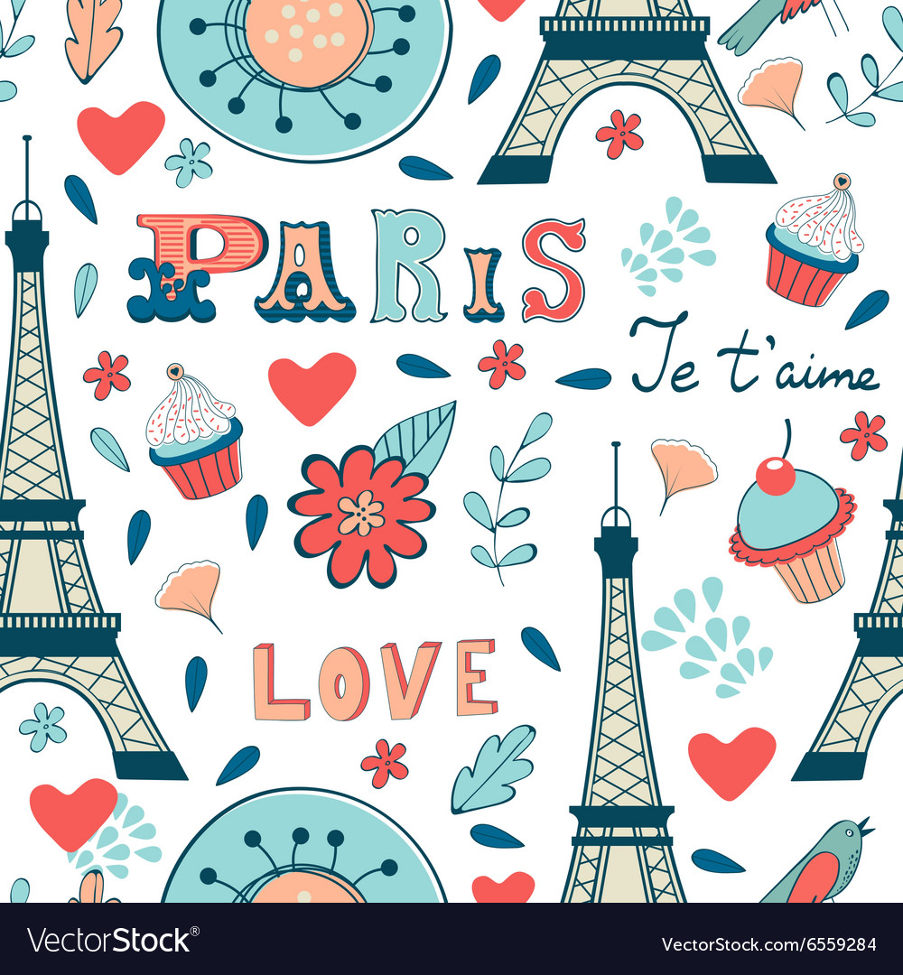 Paris seamless pattern Royalty Free Vector Image