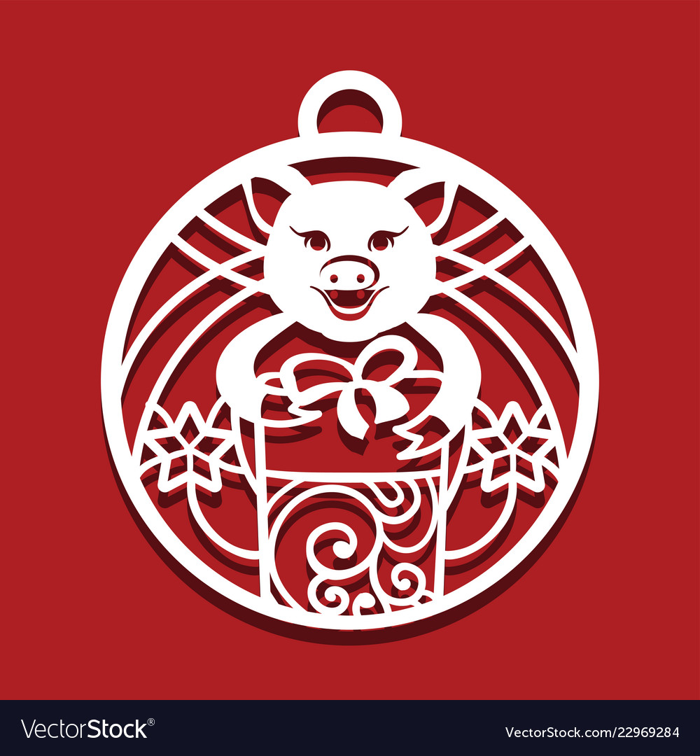 Pig cutting icon simple drawing for laser
