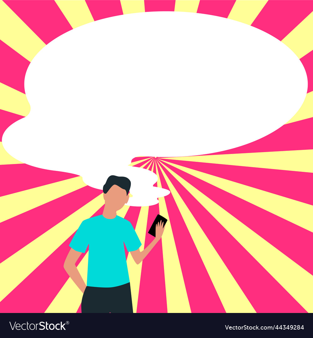 Presenter with conversation bubble showing new vector image Presenter with conversation bubble showing new