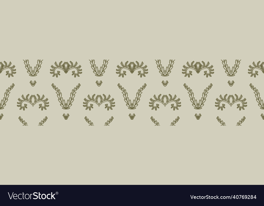 Retro botanical fern frond border seamless Vector Image