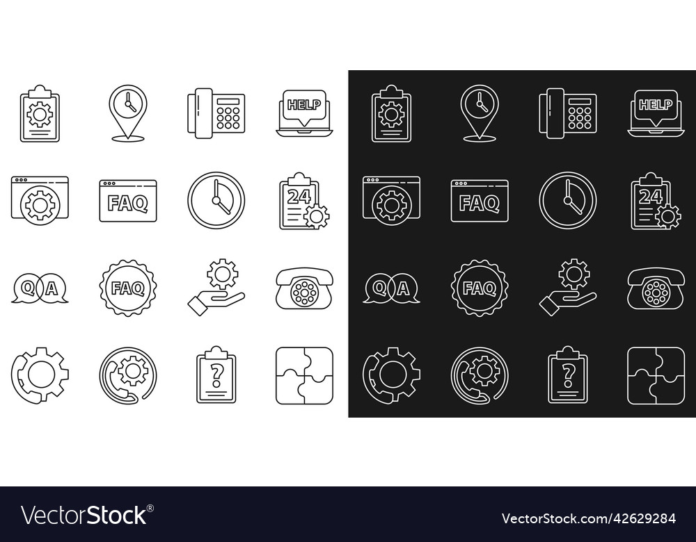 Set line piece of puzzle telephone checklist