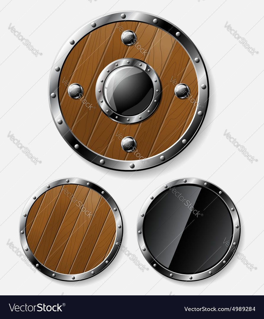 Set of round shields isolated on grey