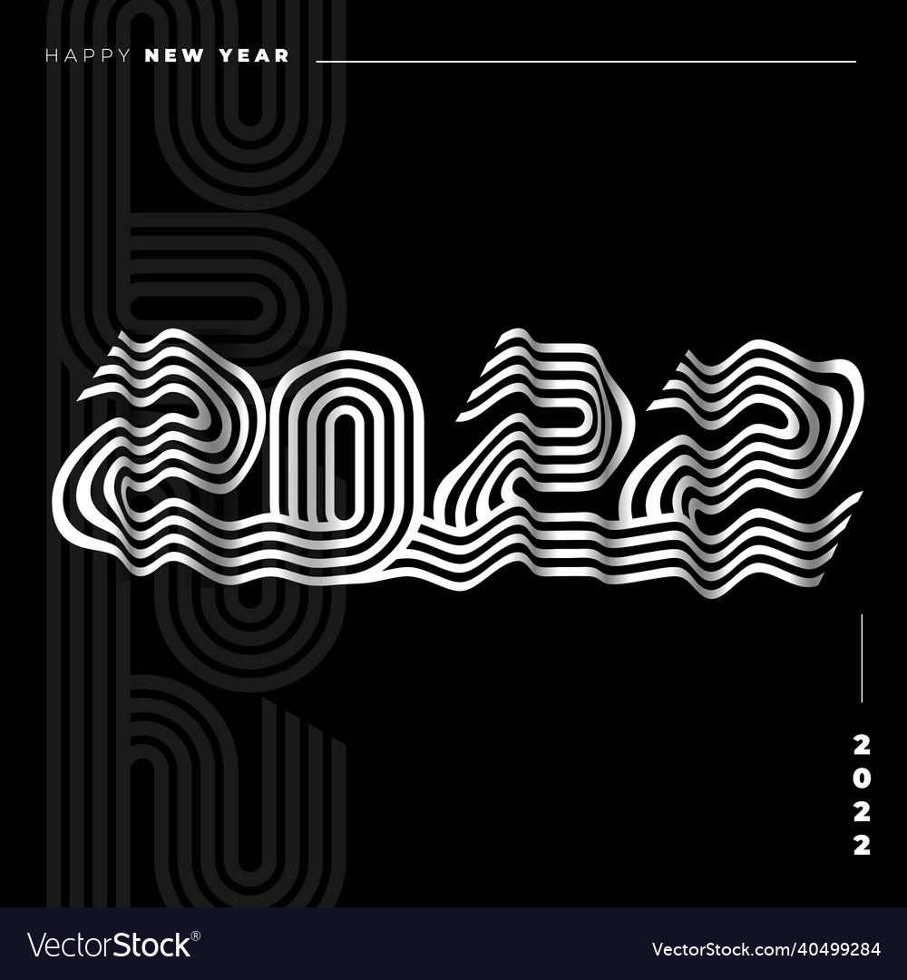 Typography number with waving text of 2022