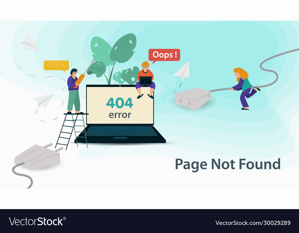 Banner oops 404 error page not found internet Vector Image Banner oops 404 error page not found internet