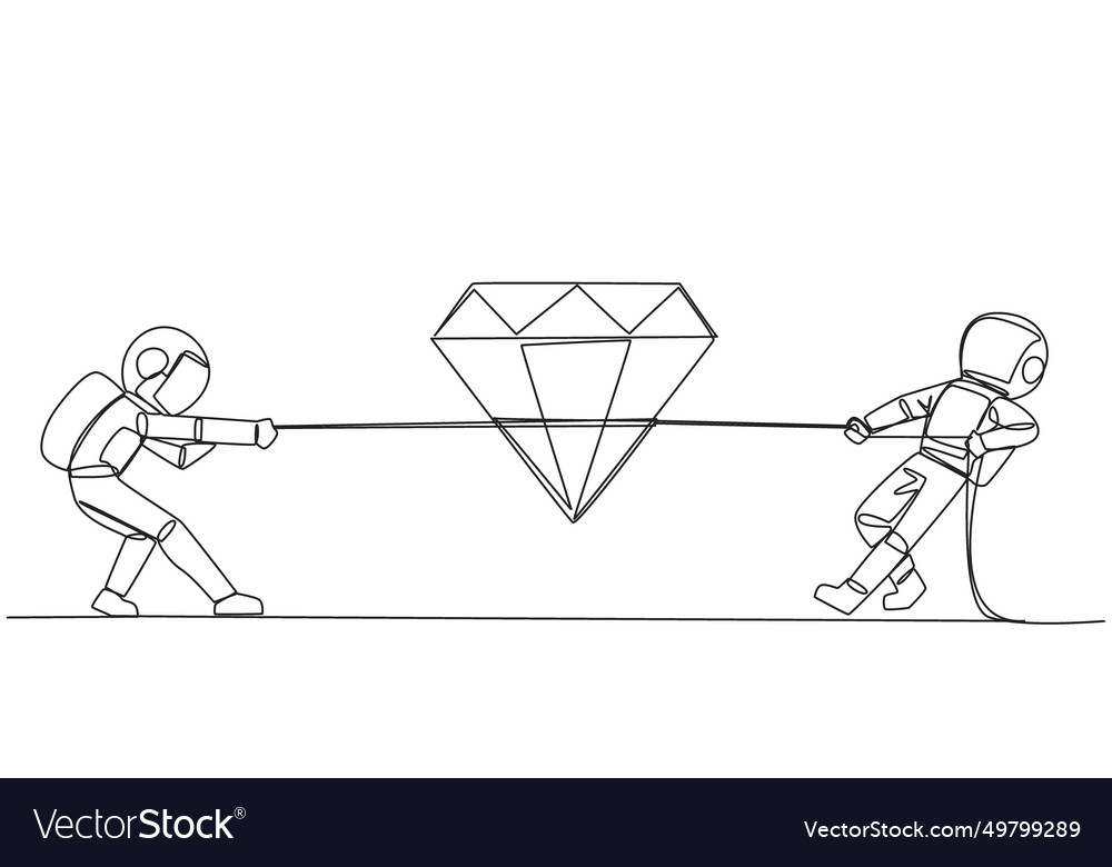 Continuous one line drawing two astronauts vector image Continuous one line drawing two astronauts