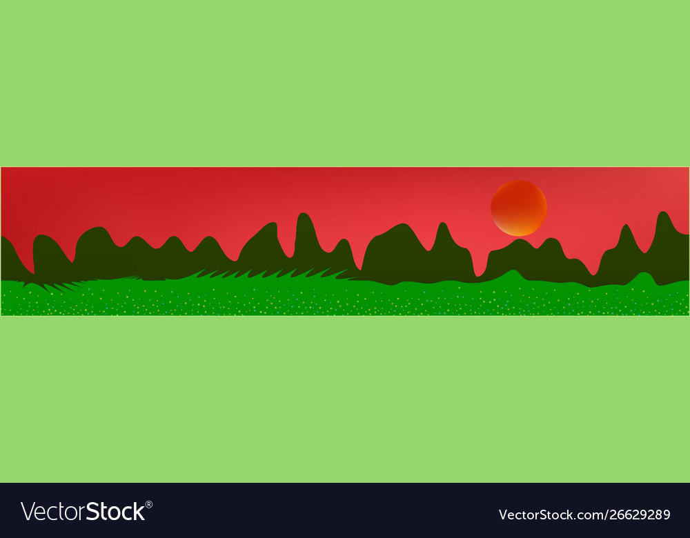 Coral sky and mountains landscape Royalty Free Vector Image