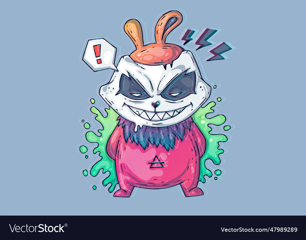 Creative cartoon angry bunny monster Royalty Free Vector