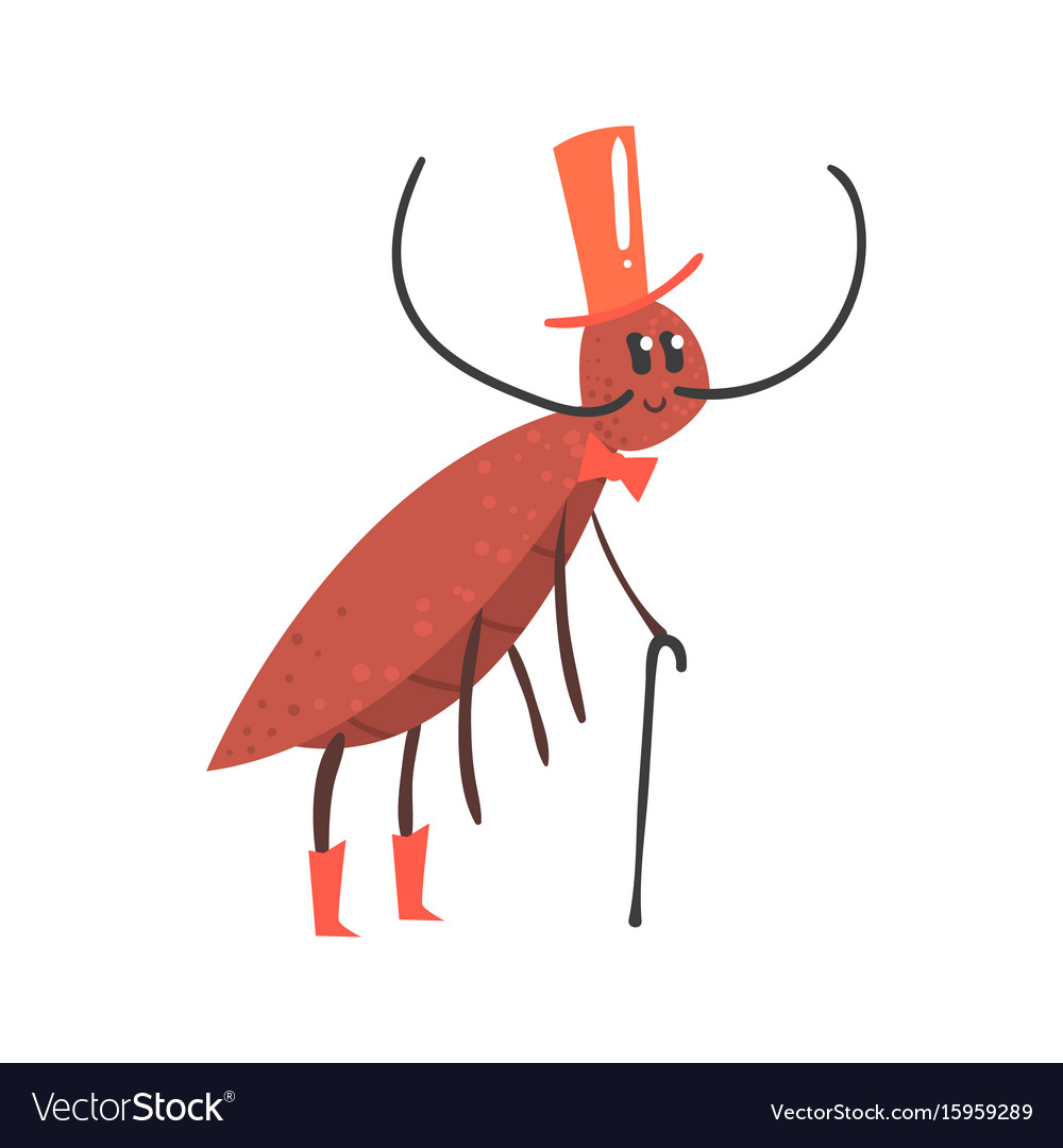 Cute cartoon cricket character wearing a hat Vector Image Cute cartoon cricket character wearing a hat Vector Image