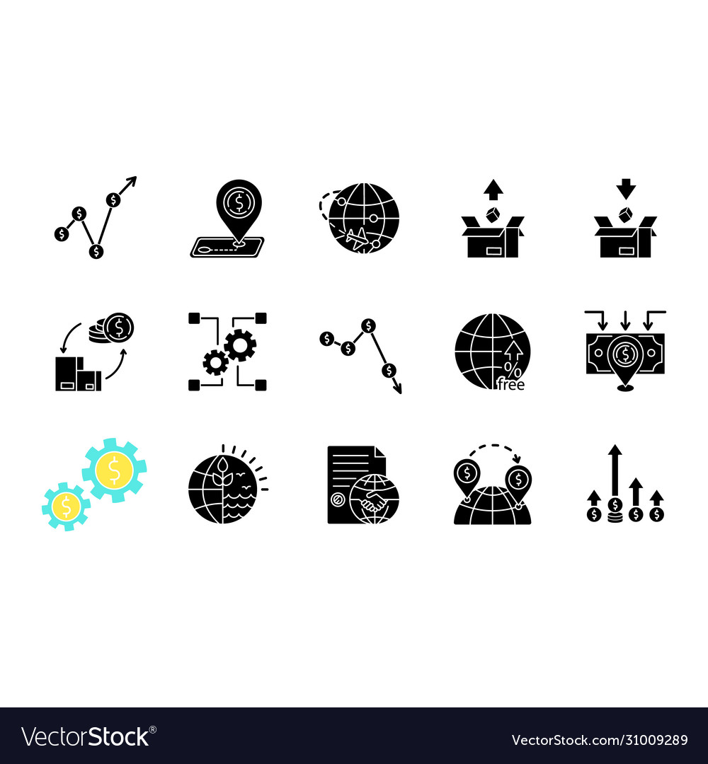 Global Trade Black Glyph Icons Set On White Space Vector Image 6970