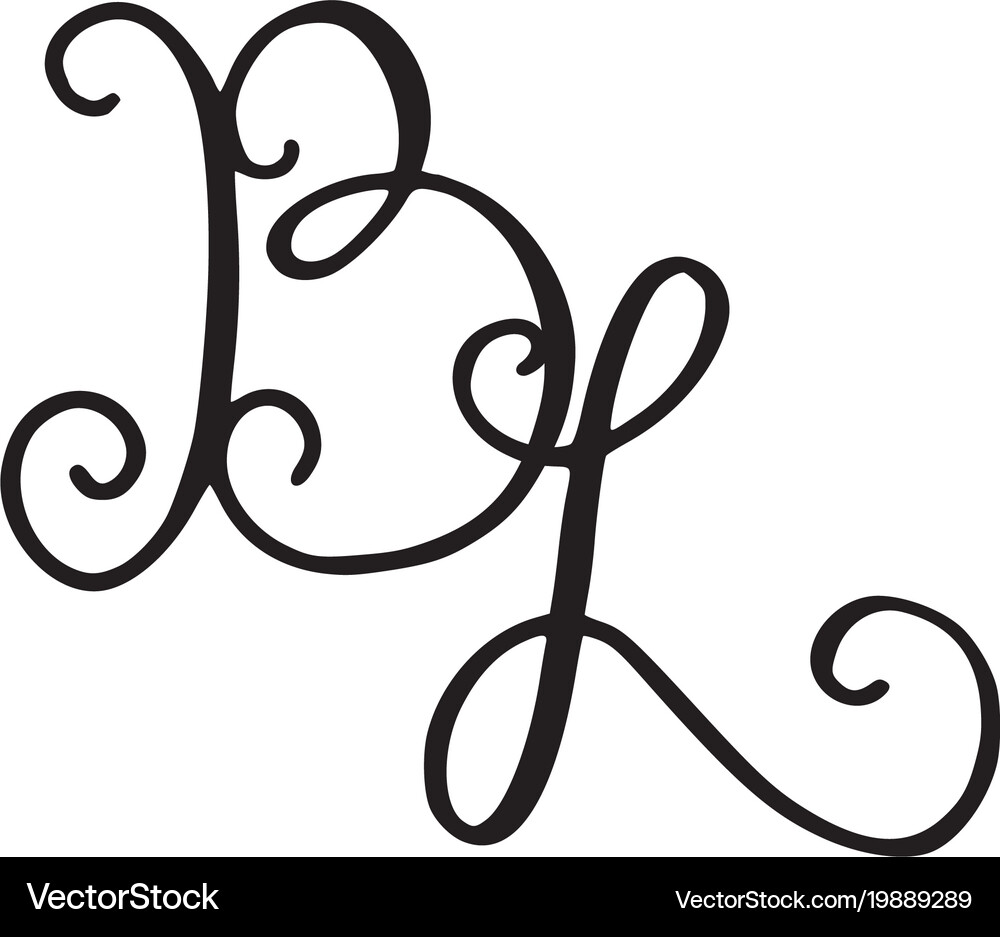 Handwritten Monogram Bl Icon Royalty Free Vector Image