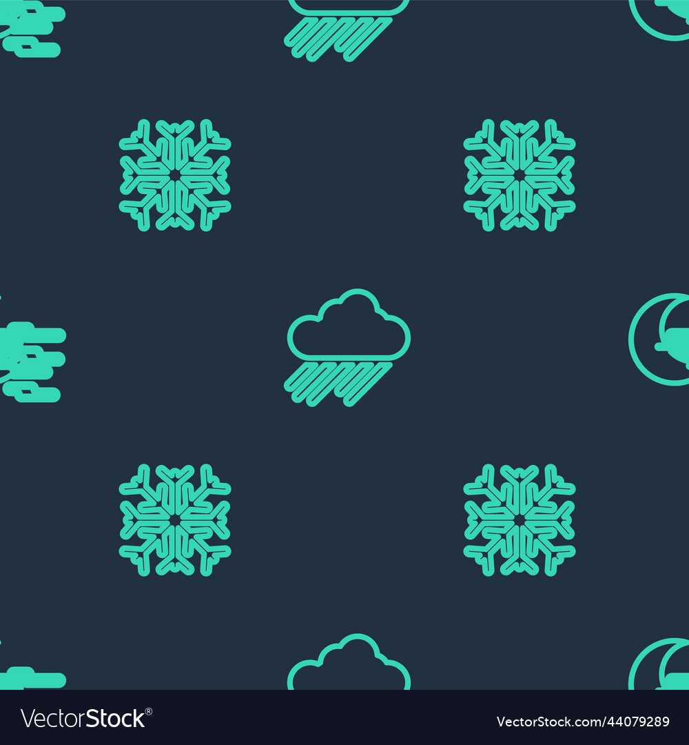 Set line cloud with rain snowflake and fog Vector Image Set line cloud with rain snowflake and fog