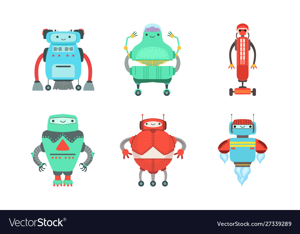 Set robots with a cute smile
