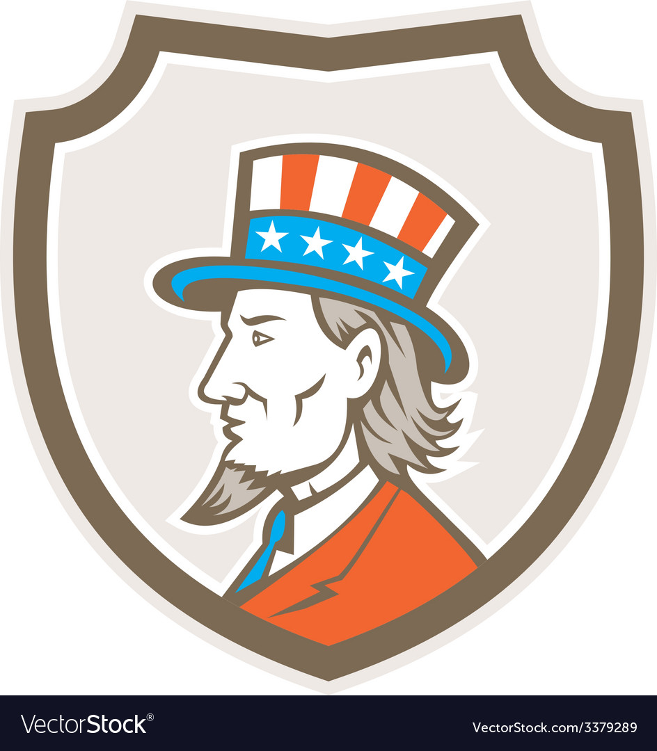 uncle sam american side shield crest royalty free vector uncle sam vector