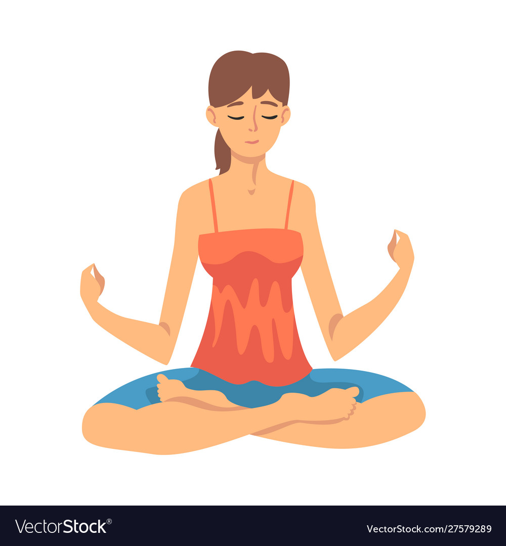 Woman safe balance with meditation relaxation Vector Image