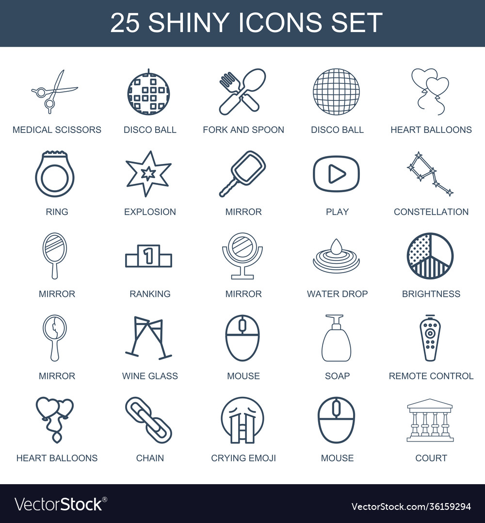 25 shiny icons Royalty Free Vector Image - VectorStock