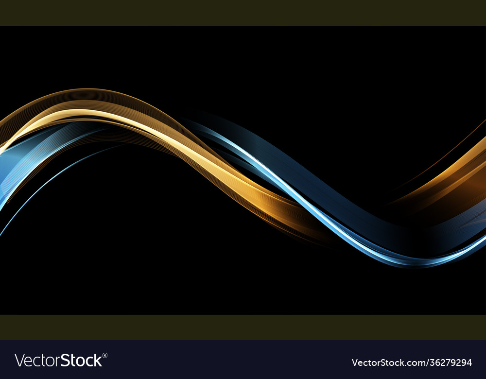 Abstract shiny gold and blue wave design element Vector Image