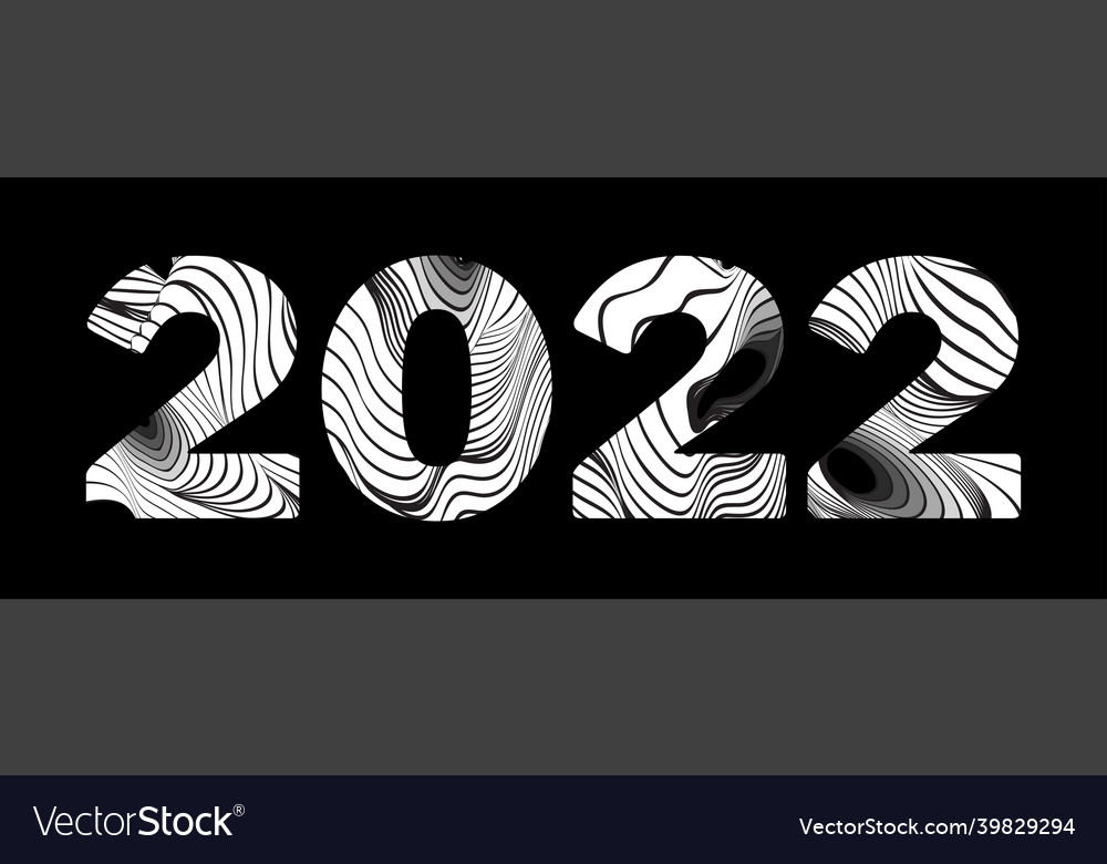 Abstract Wavy Lines Typography 2022 Happy New Vector Image