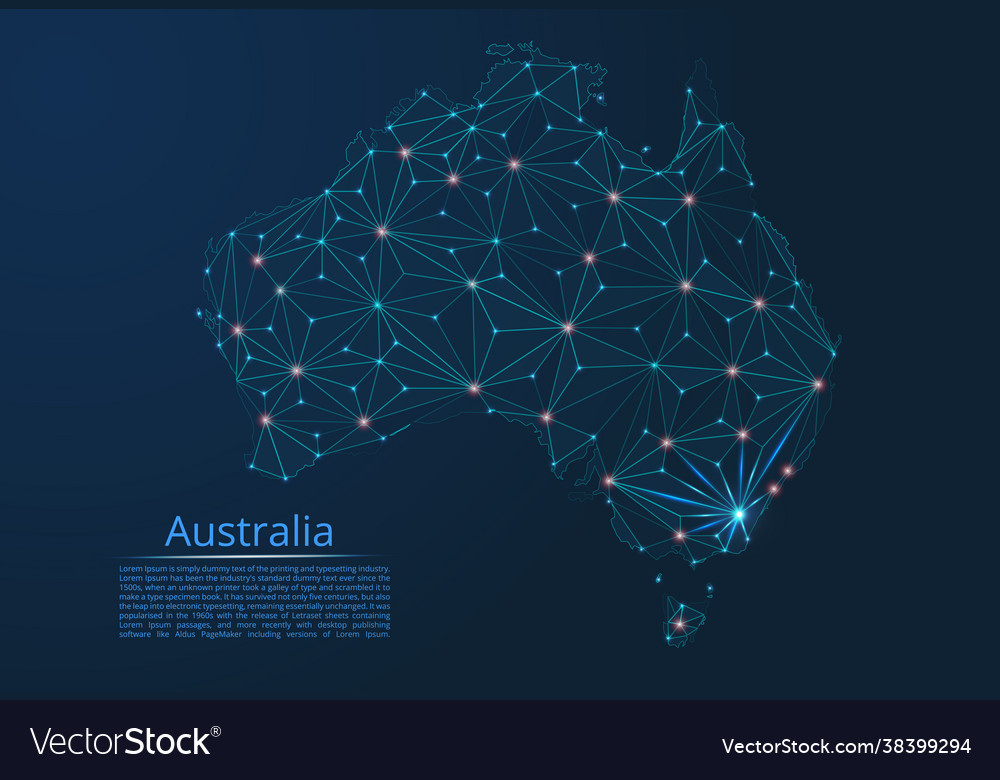 Australia communication network map low poly Vector Image