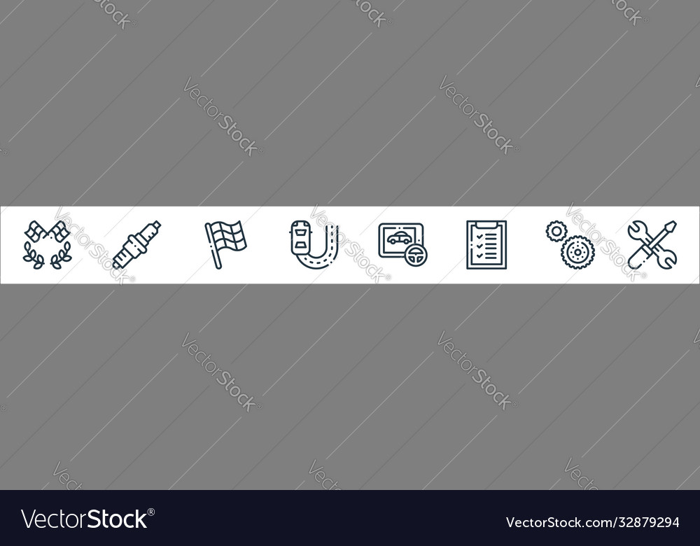 Autoracing line icons linear set quality