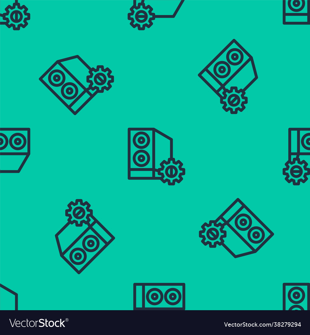 Blue line case computer setting icon isolated Vector Image Blue line case computer setting icon isolated