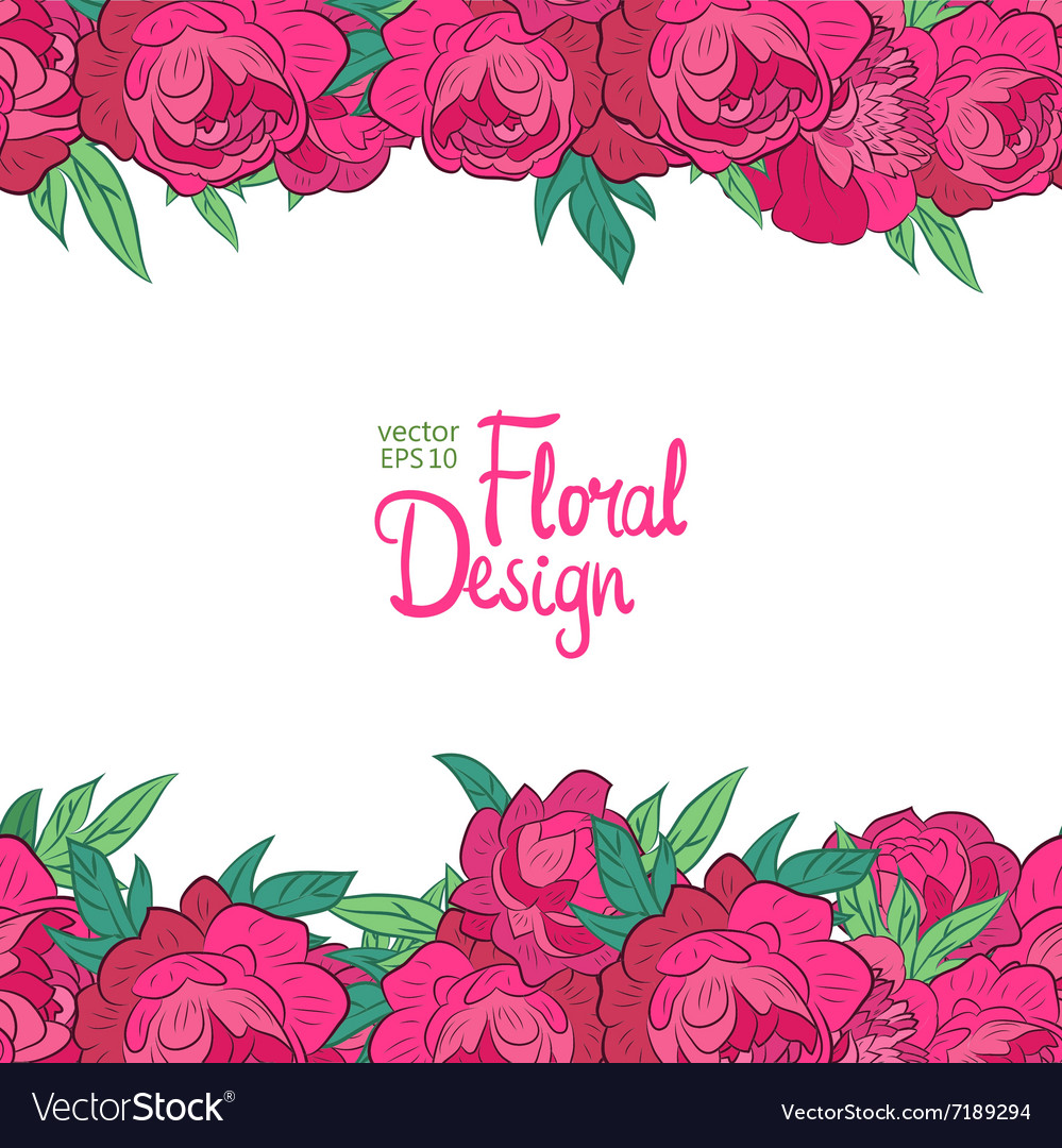 Border with peonies Royalty Free Vector Image - VectorStock