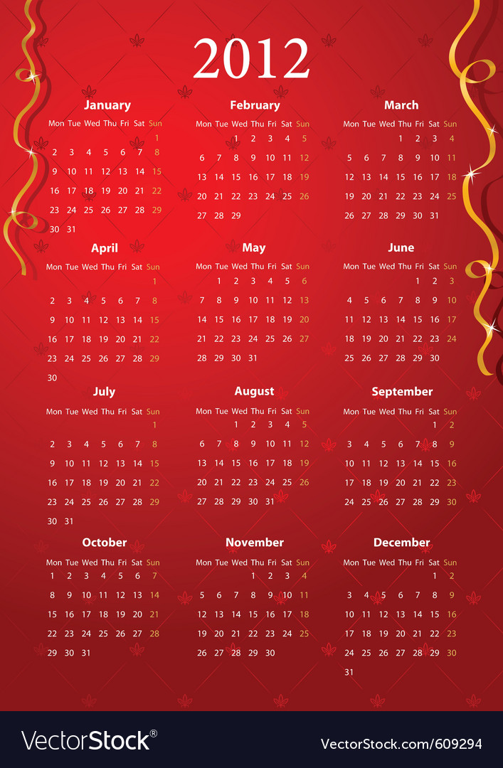 Christmas calendar Royalty Free Vector Image - VectorStock